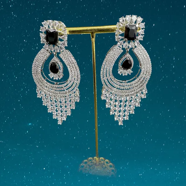 Black_American_Diamond_Stone_Earring_Set_For_Women