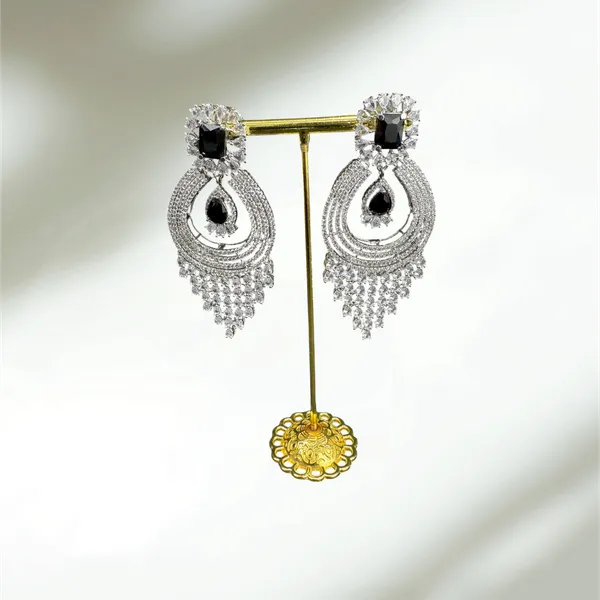 Black_American_Diamond_Stone_Earring_Set_For_Women