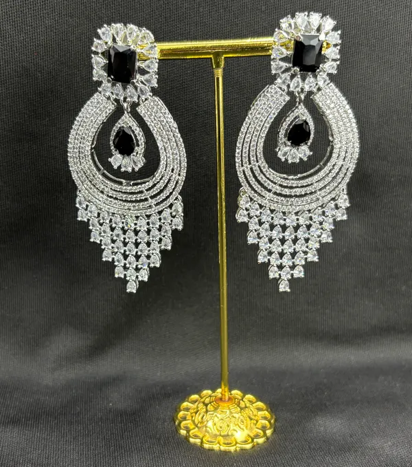 Black_American_Diamond_Stone_Earring_Set_For_Women