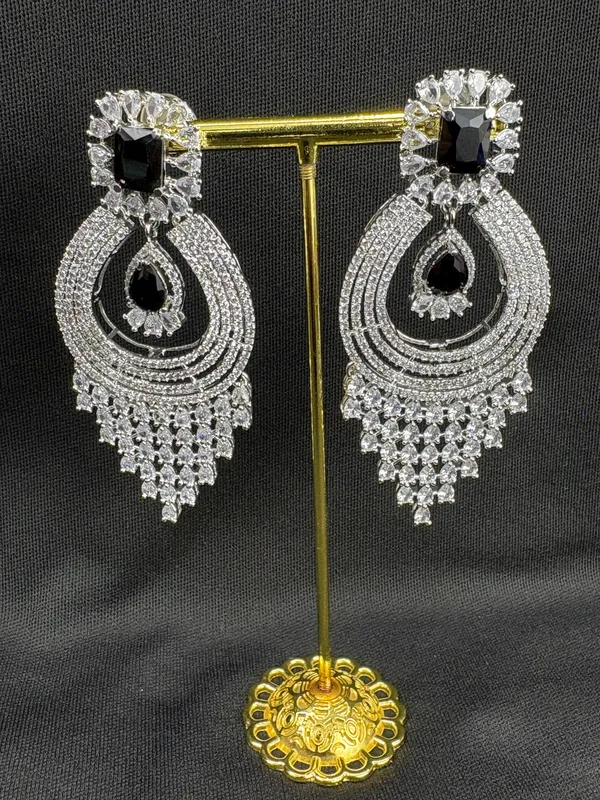 Black_American_Diamond_Stone_Earring_Set_For_Women