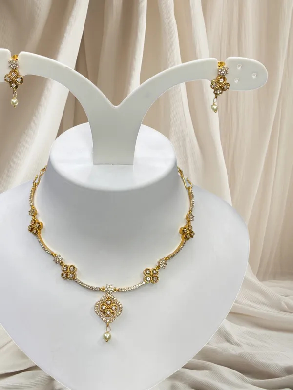 Matt_Gold_Graceful_Pearl_Drop_Floral_Necklace_Set_For_Women