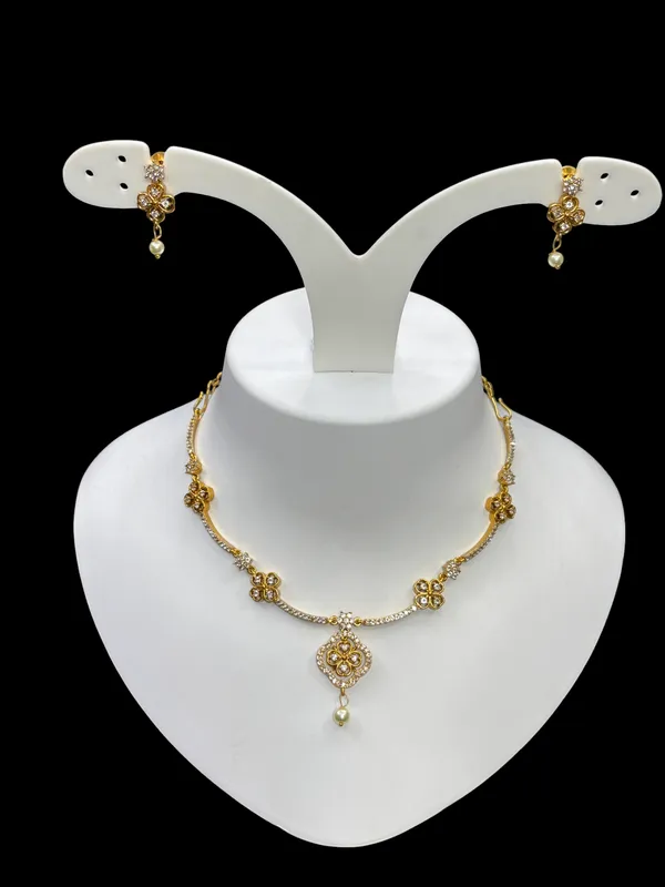 Matt_Gold_Graceful_Pearl_Drop_Floral_Necklace_Set_For_Women