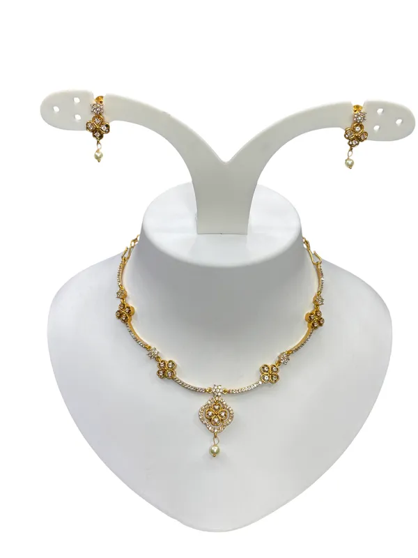 Matt_Gold_Graceful_Pearl_Drop_Floral_Necklace_Set_For_Women