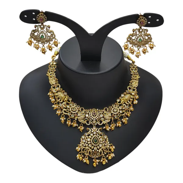Matt_Gold_American_Diamond_Stone_Necklace_with_Earring_Set_For_Women