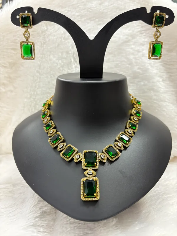 Deep_Green_American_Diamond_Stone_Necklace_with_Earring_Set_For_Women