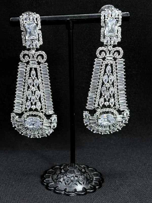 Silver_American_Diamond_Stone_Earring_Set_For_Women
