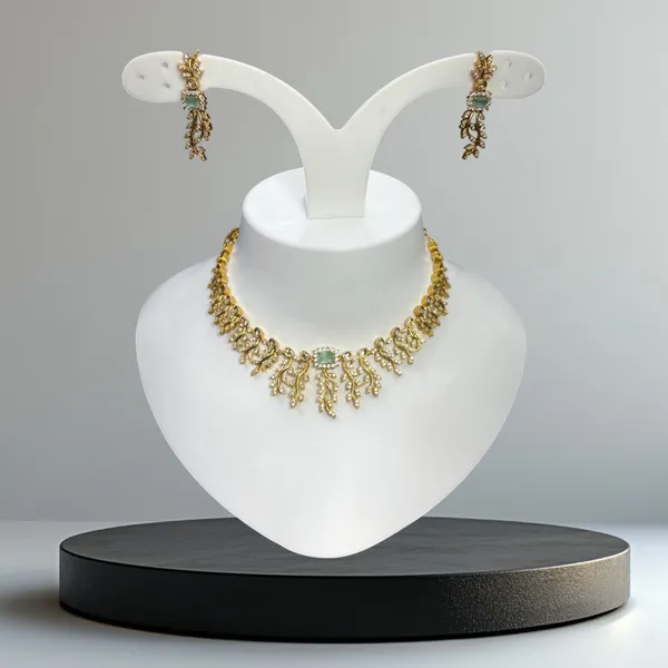 Matt_Gold_Regal_Leaf_Drop_Necklace_Set_For_Women