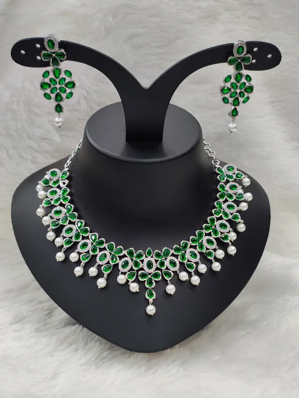 Dark_Green_American_Diamond_Stone_Necklace_with_Earring_Set_For_Women