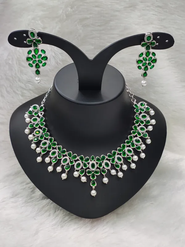 Dark_Green_American_Diamond_Stone_Necklace_with_Earring_Set_For_Women