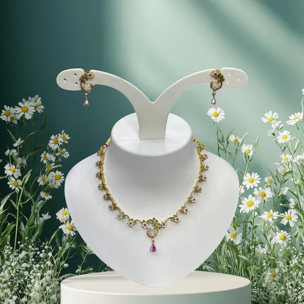 Matt_Gold_Peacock_Bloom_Antique_Necklace_Set_For_Women