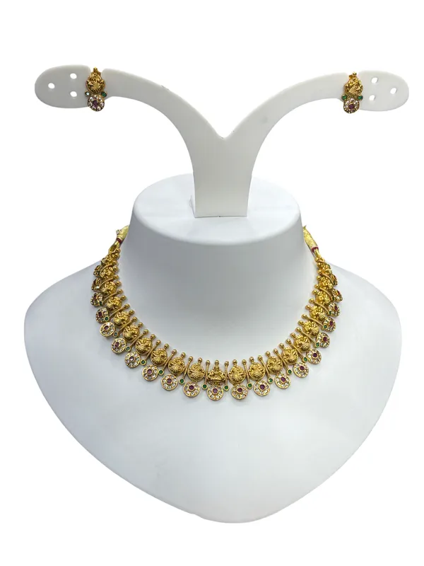 Matt_Gold_Traditional_Lakshmi_Coin_Necklace_Set_For_Women