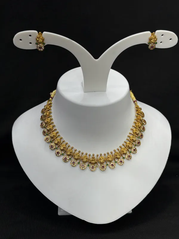 Matt_Gold_Traditional_Lakshmi_Coin_Necklace_Set_For_Women