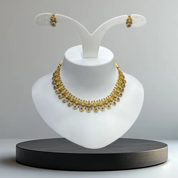 Matt_Gold_Traditional_Lakshmi_Coin_Necklace_Set_For_Women