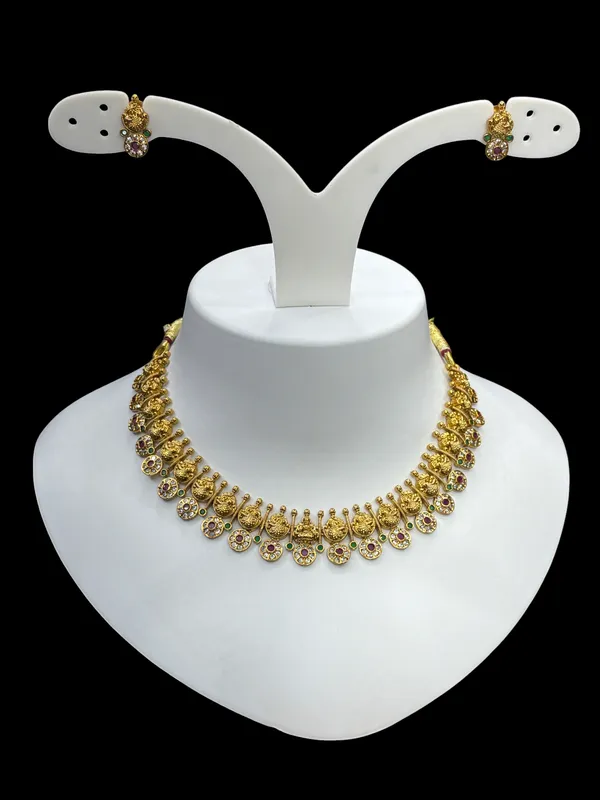 Matt_Gold_Traditional_Lakshmi_Coin_Necklace_Set_For_Women