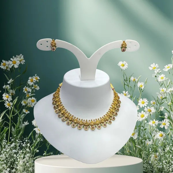 Matt_Gold_Traditional_Lakshmi_Coin_Necklace_Set_For_Women