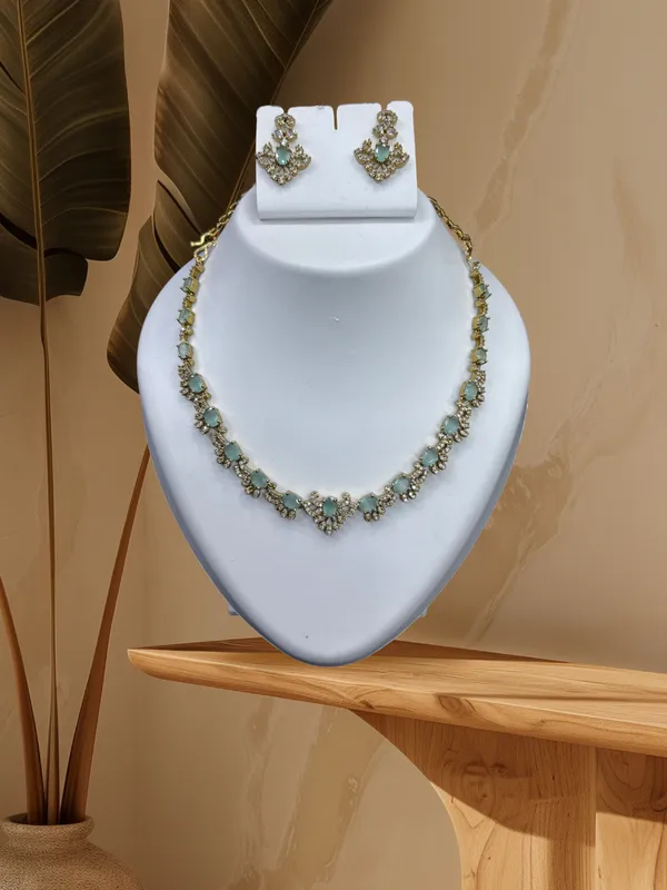Mint_Grace_Crystal_Leaf_Necklace_with_Earring_Set_For_Women