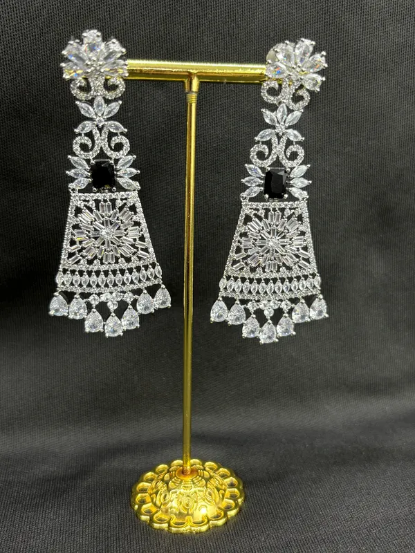 Deep_Black_Jet_American_Diamond_Stone_Earring_Set_For_Women