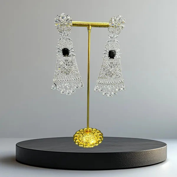 Deep_Black_Jet_American_Diamond_Stone_Earring_Set_For_Women