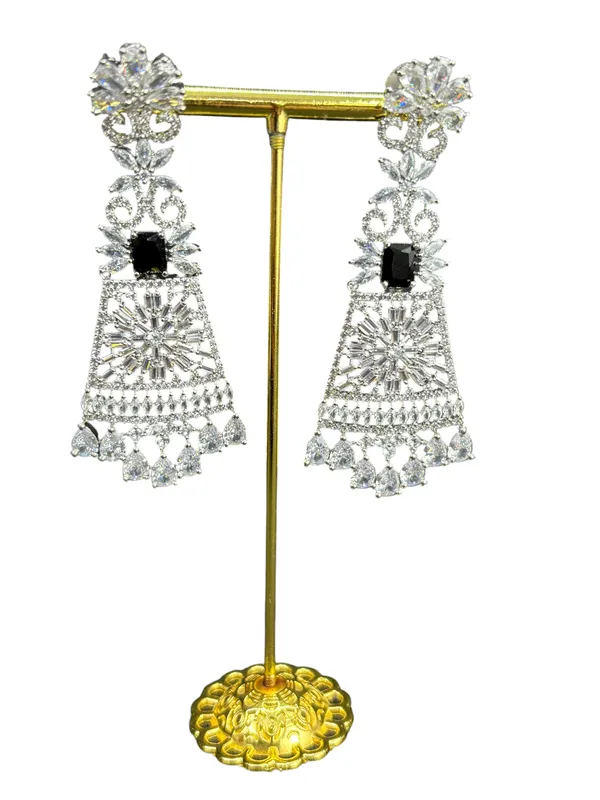 Deep_Black_Jet_American_Diamond_Stone_Earring_Set_For_Women