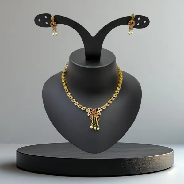 Matt_Gold_American_Diamond_Stone_Necklace_with_Earring_Set_For_Women
