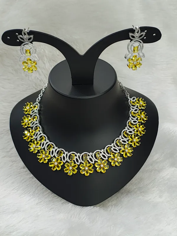 Yellow_American_Diamond_Stone_Necklace_with_Earring_Set_For_Women