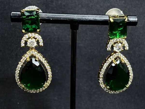 Dark_Green_American_Diamond_Stone_Earring_Set_For_Women