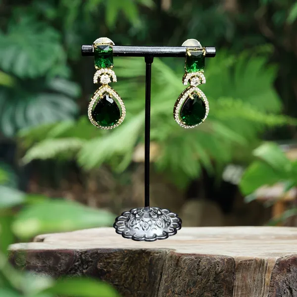 Dark_Green_American_Diamond_Stone_Earring_Set_For_Women
