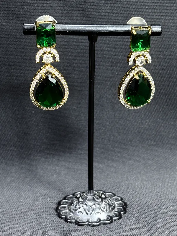 Dark_Green_American_Diamond_Stone_Earring_Set_For_Women