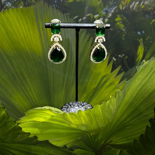 Dark_Green_American_Diamond_Stone_Earring_Set_For_Women