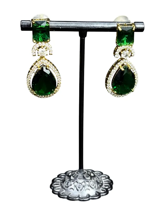 Dark_Green_American_Diamond_Stone_Earring_Set_For_Women