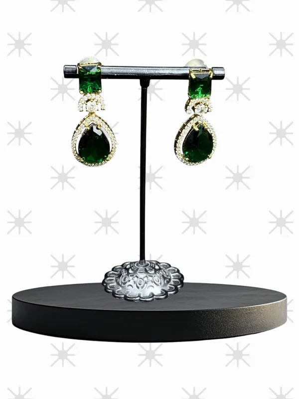 Dark_Green_American_Diamond_Stone_Earring_Set_For_Women