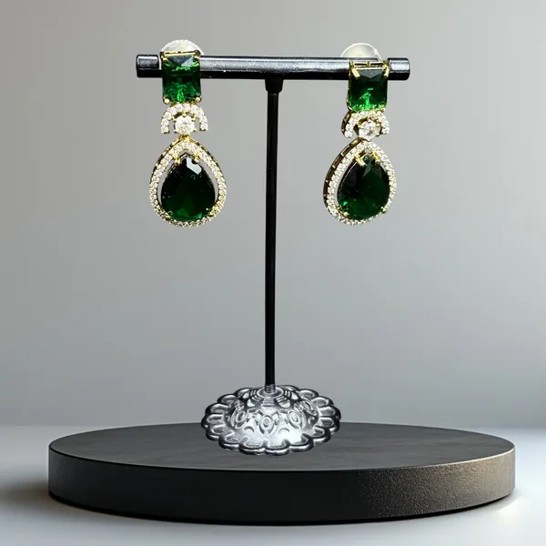 Dark_Green_American_Diamond_Stone_Earring_Set_For_Women