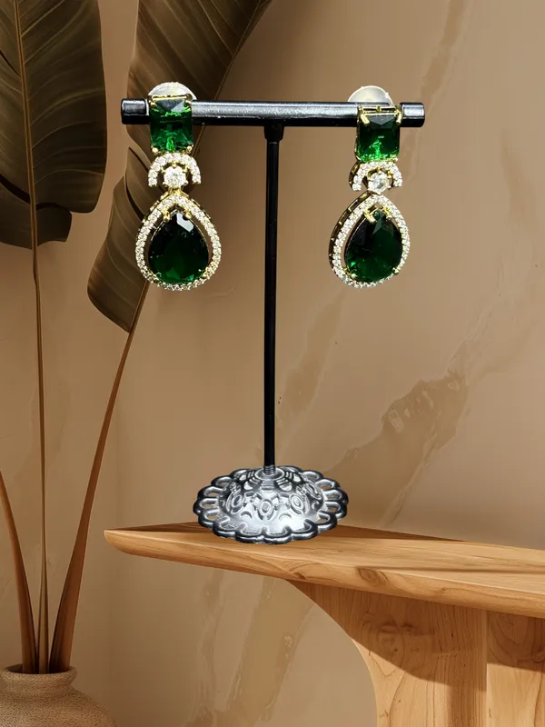 Dark_Green_American_Diamond_Stone_Earring_Set_For_Women