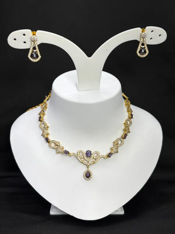 Royal_Violet_Teardrop_Necklace_Set_For_Women