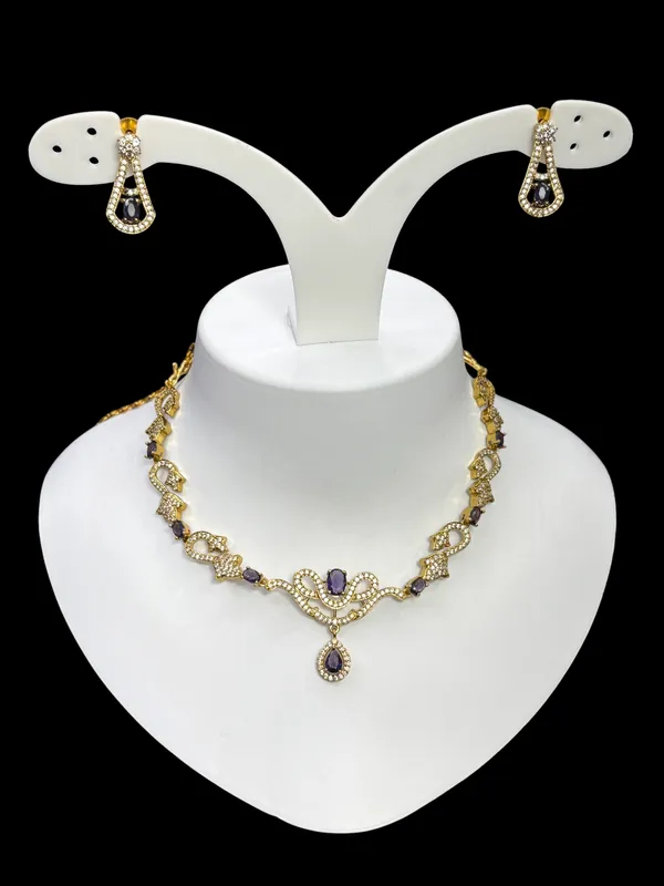 Royal_Violet_Teardrop_Necklace_Set_For_Women