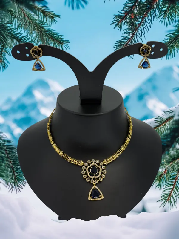 Mehandi_Polish_AD_Necklace_Set_with_Deep_Blue_Stones
