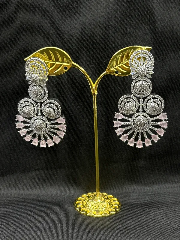 White_Gold_Finish_American_Diamond_Stone_Earring_Set_For_Women