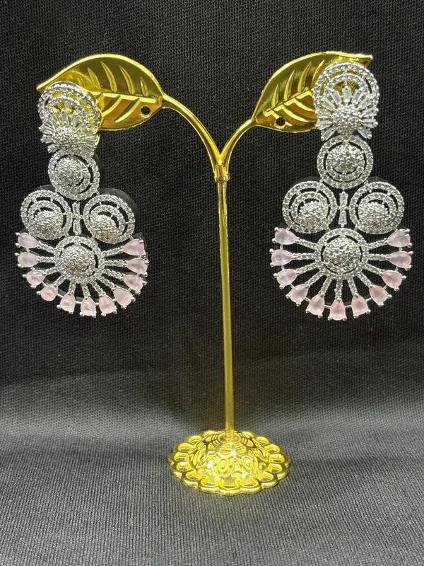 White_Gold_Finish_American_Diamond_Stone_Earring_Set_For_Women