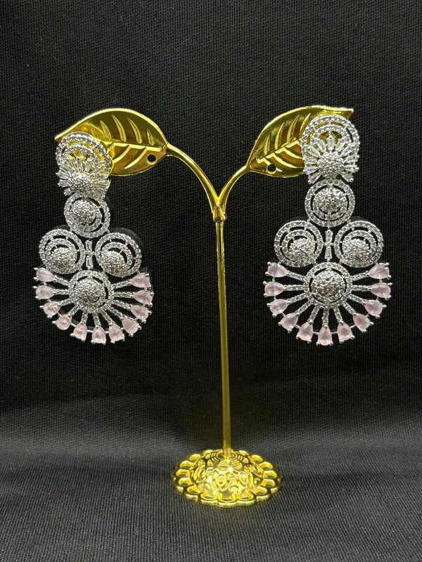 White_Gold_Finish_American_Diamond_Stone_Earring_Set_For_Women