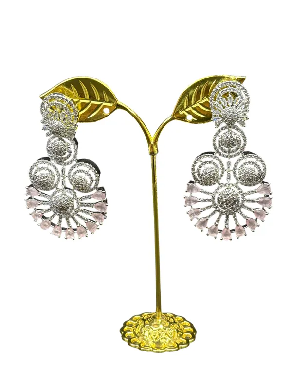 White_Gold_Finish_American_Diamond_Stone_Earring_Set_For_Women