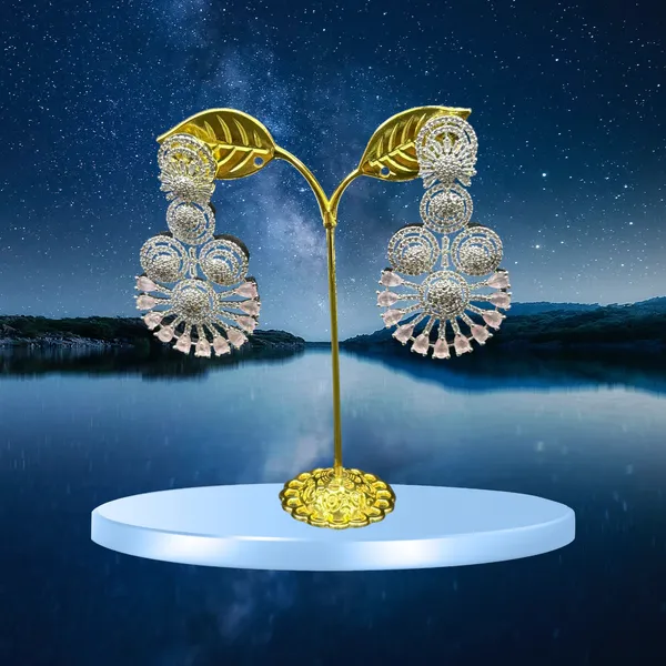 White_Gold_Finish_American_Diamond_Stone_Earring_Set_For_Women