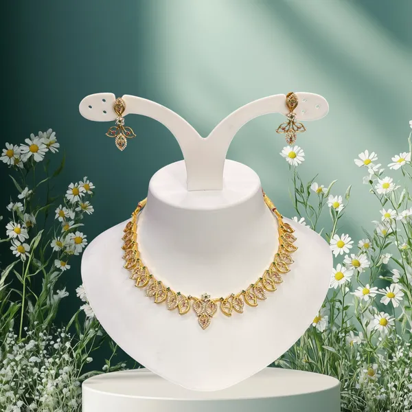 Matt_Gold_Blossom_Radiance_Necklace_Set_For_Women