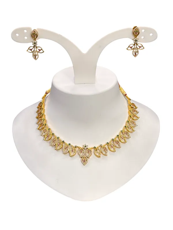 Matt_Gold_Blossom_Radiance_Necklace_Set_For_Women