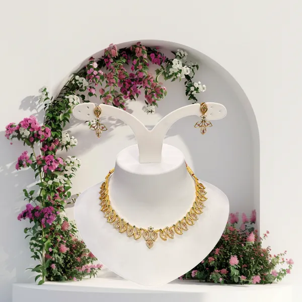 Matt_Gold_Blossom_Radiance_Necklace_Set_For_Women