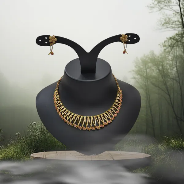 Matt_Gold_American_Diamond_Stone_Necklace_with_Earring_Set_For_Women