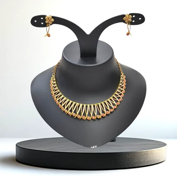 Matt_Gold_American_Diamond_Stone_Necklace_with_Earring_Set_For_Women