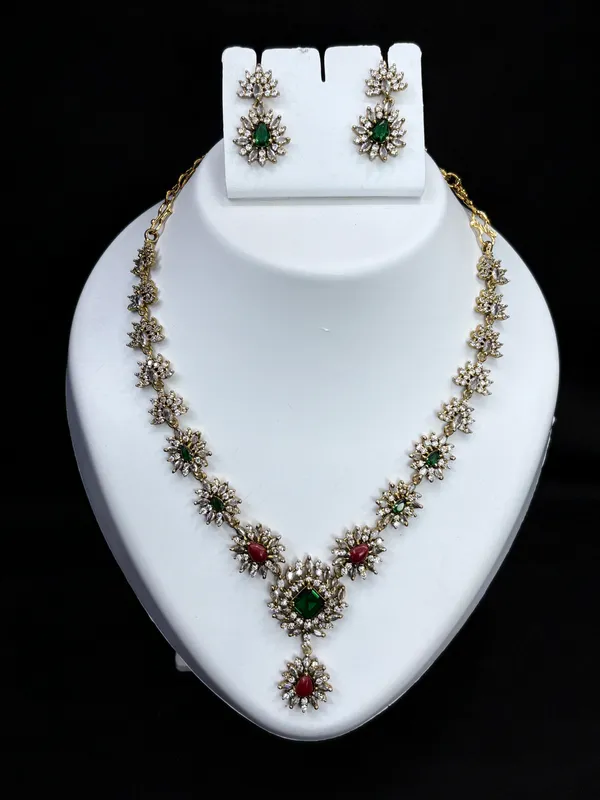 Floral_Radiance_Ruby-Emerald_Necklace_with_Earring_Set_For_Women