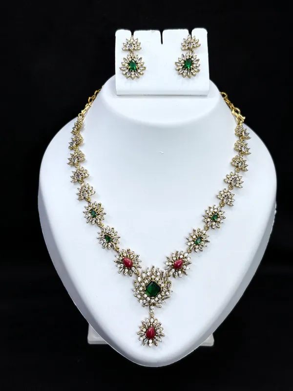 Floral_Radiance_Ruby-Emerald_Necklace_with_Earring_Set_For_Women