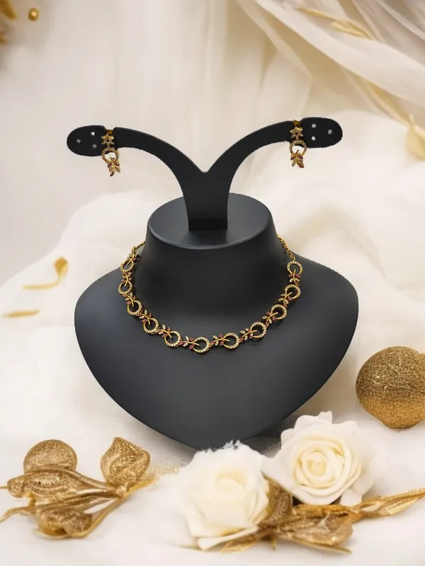 Matt_Gold_American_Diamond_Stone_Necklace_with_Earring_Set_For_Women