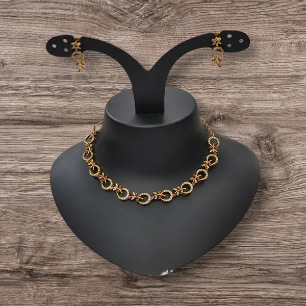 Matt_Gold_American_Diamond_Stone_Necklace_with_Earring_Set_For_Women
